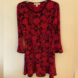 Michael Kors Medium Back and Red Pullover Dress with Long Bell Sleeves